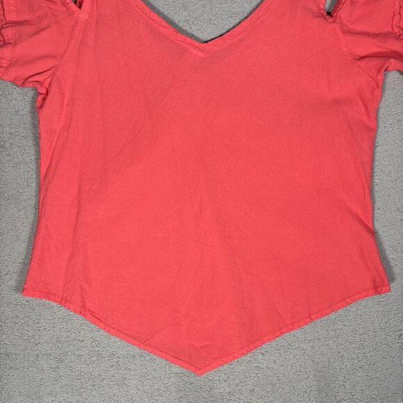Maria De Guadalajara Top XL Coral Red Gauze Cold Shoulder Handkerchief Lagenlook - Picture 12 of 14